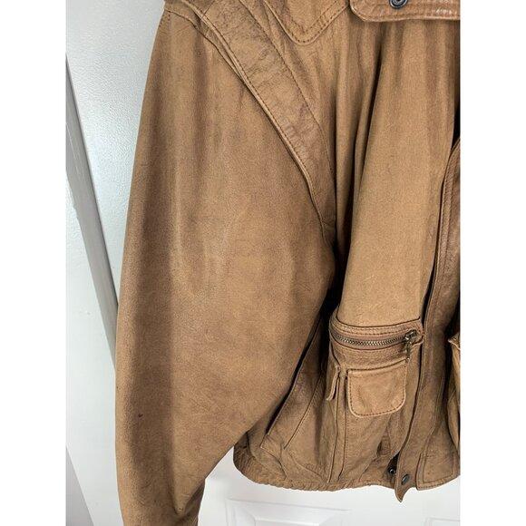 Vintage Brown Leather Midway Bomber Jacket Coat - Picture 4 of 10